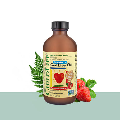ChildLife 童年时光- 北极深海鳕鱼肝油 天然草莓味 237mL (6个月-12岁） 整箱 12瓶